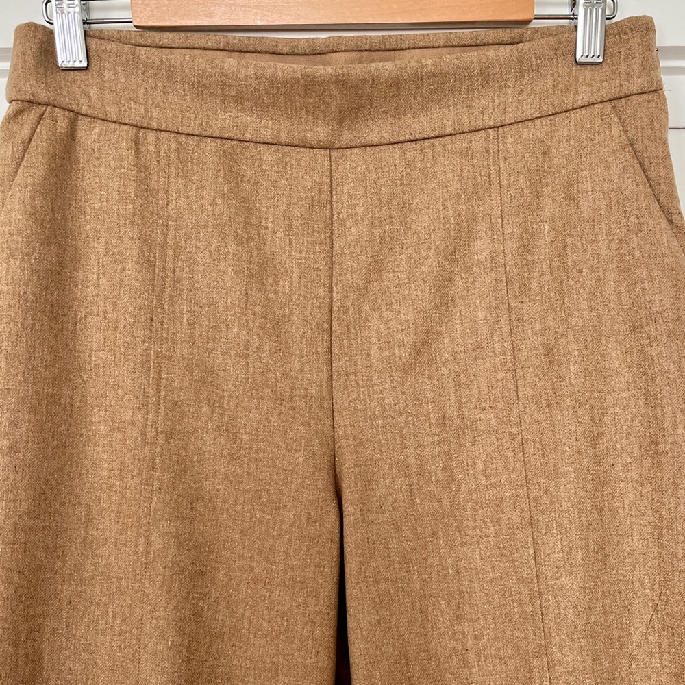 Eileen Fisher small wool warm tan trousers with pockets, small 6 or 8